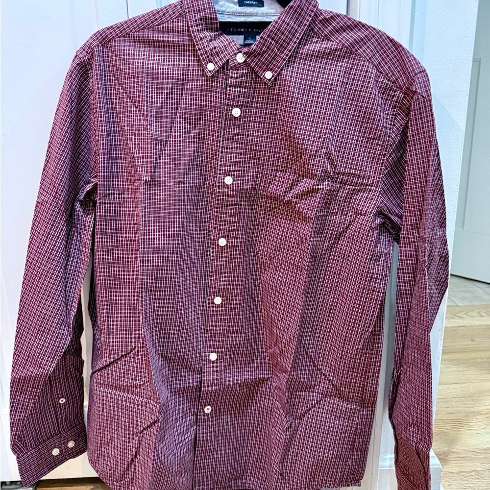 Tommy Hilfiger Red Casual Button Down Shirt